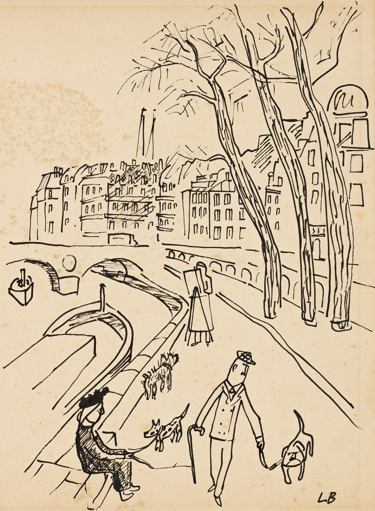LUDWIG BEMELMANS (1898-1962) Along the Riverbank. [NEW YORKER]
